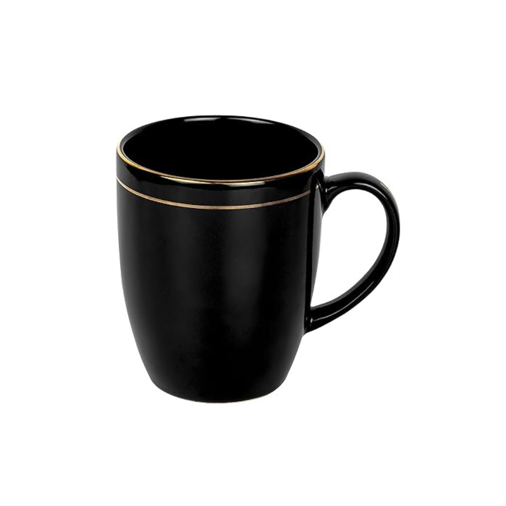 Femora Black Color Gold Line Ceramic Coffee Mug | 300 Ml