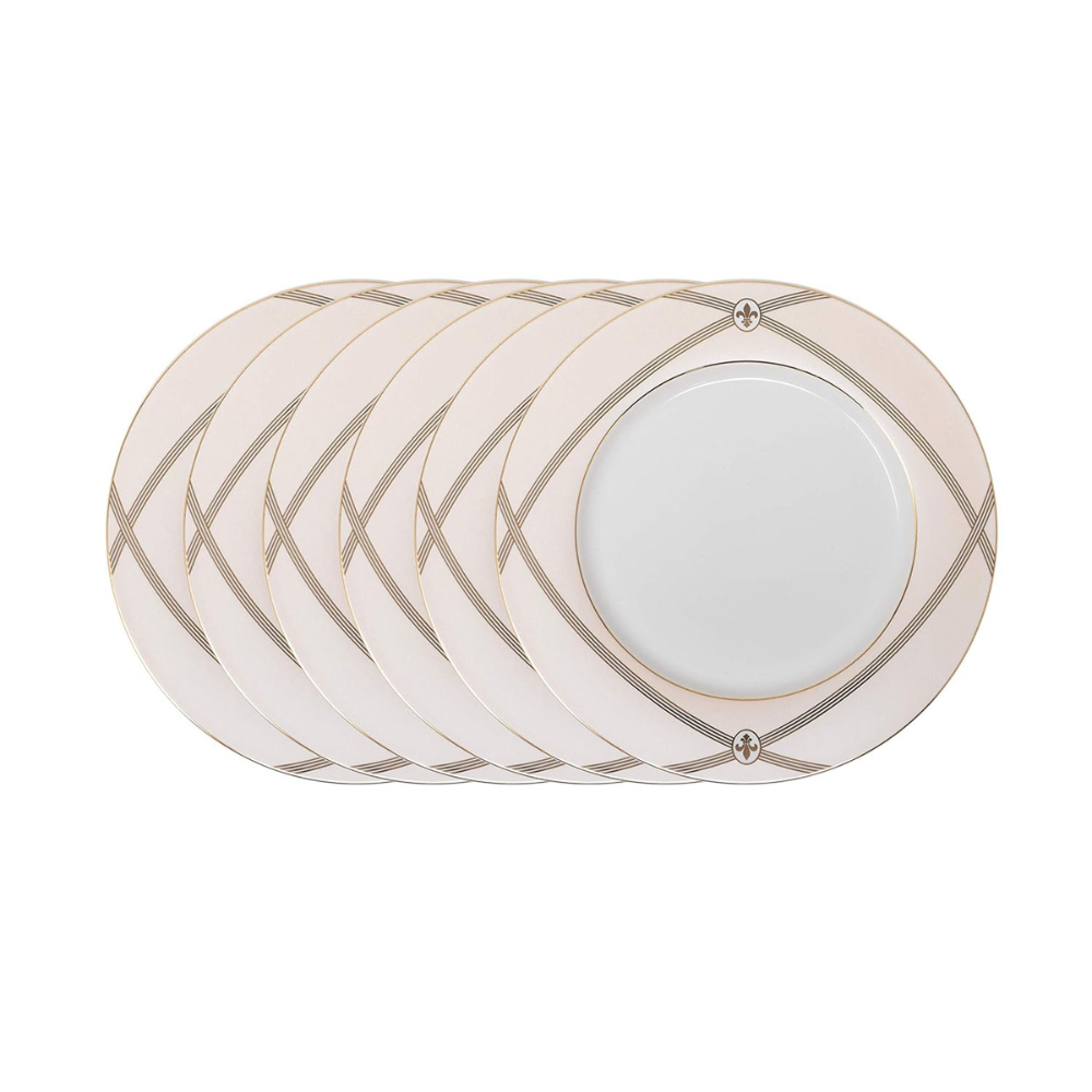 Bergner Bone China Dinner Plate Set - 6 Pieces | White