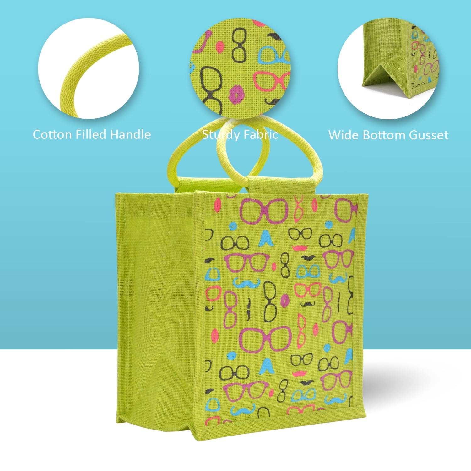 Jute Cottage Spec Moustache Print Zipper Lunch