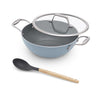 Asai Ceramic Non Stick Kadai 26cm (3.5L) with Glass Lid & Spatula - Blue
