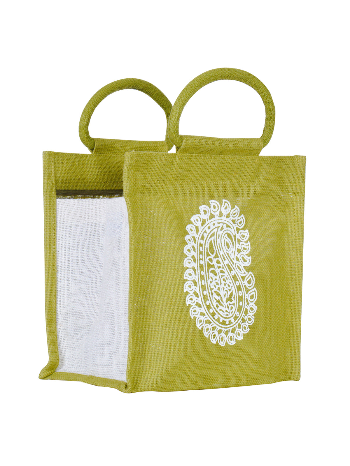 Jute Cottage Paisley Zipper Lunch Bag 100% Genuine Jute