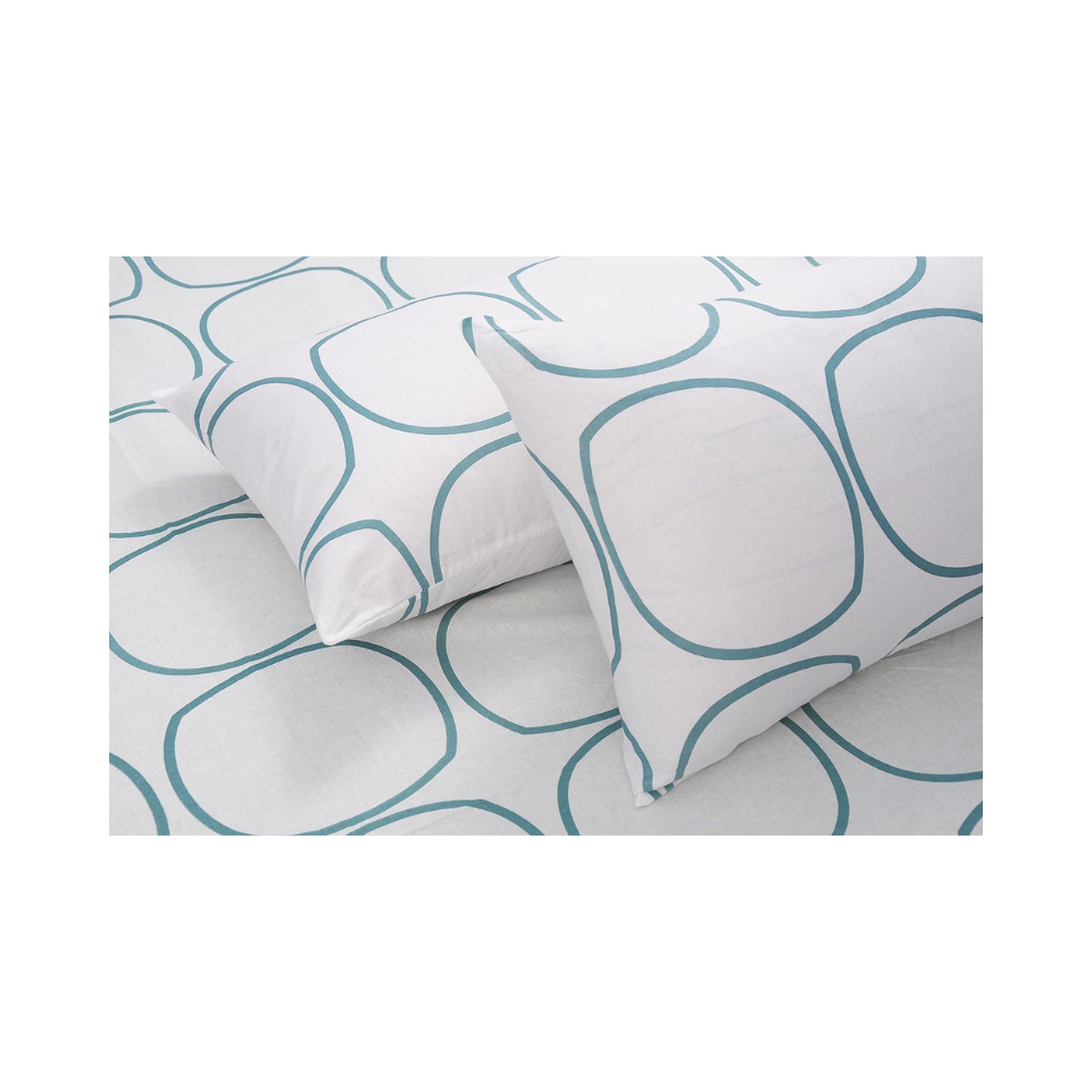 Huesland by Ahmedabad Cotton 144 TC Cotton Pillow Covers Set of 2 | White | Blue Circles