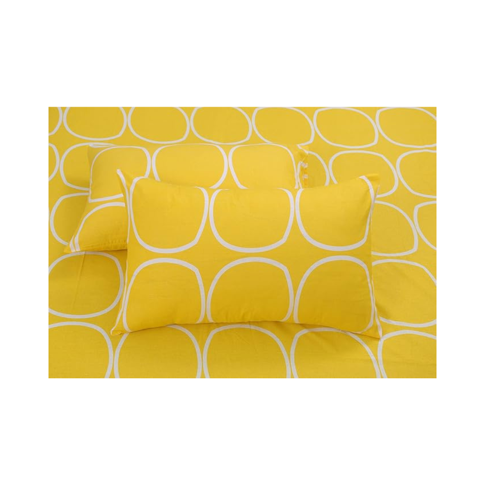 Huesland by Ahmedabad Cotton 144 TC Cotton Pillow Cover Set of 2 | Yellow