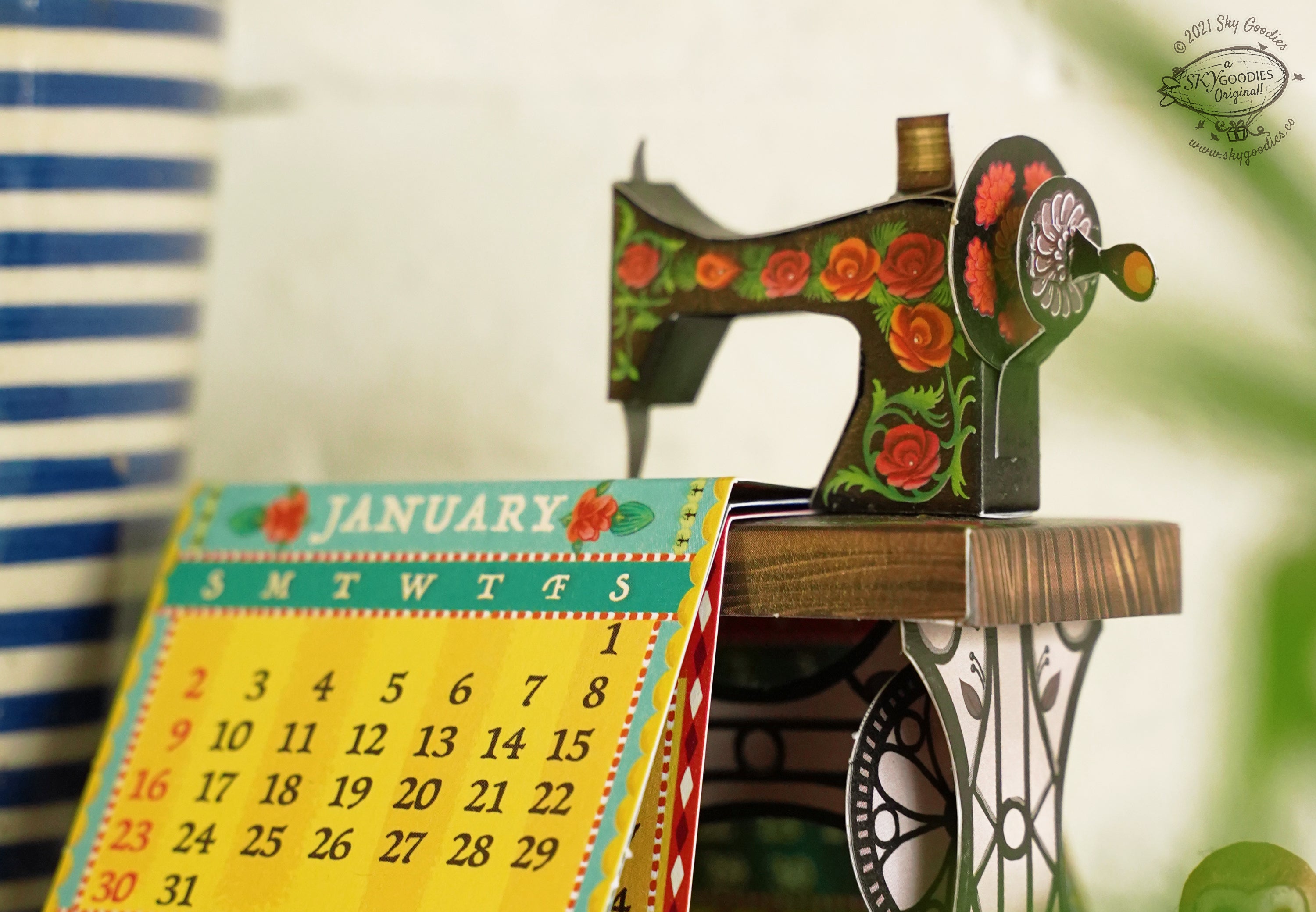 Mini Sewing Machine Desk Calendar 2025 DIY Paper Craft Kit