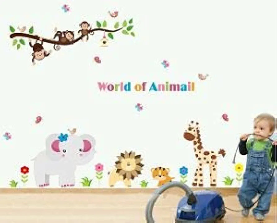 Jaamso Royals Wall Stickers for Kids Room Pvc Vinyl Multicolor -self-adhesive Cartoon Wallsticker