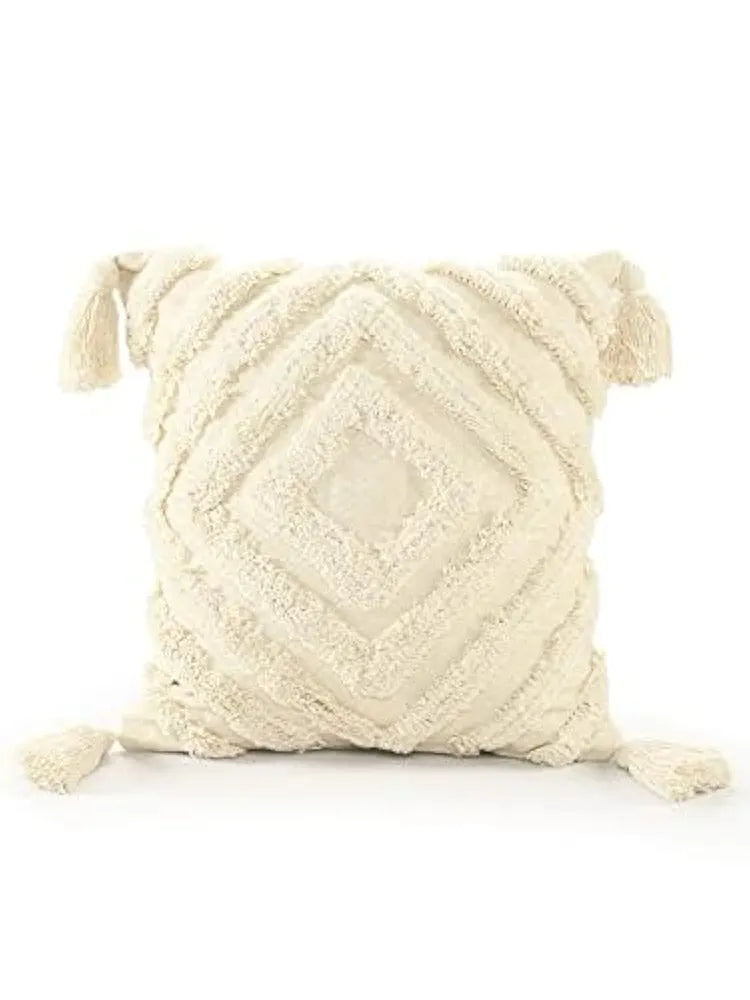 Sashaa World Tasselled And Tufted Cushion Cover