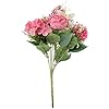Artificial Multiflora Flower Roses Fake Sticks Bunch Without Vase Pink Fabric