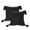 Sashaa World 100% Cotton Cushion Covers Colour Black With Tassels/decorative Throw Pillow( Set Of 2)