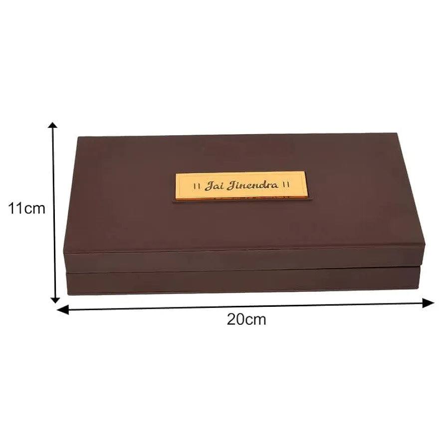 Jaipur Ace Jai Jinendra Mahavir Swami Ji Jain Gold Plated Charan Paduka Yantra With Wooden Box