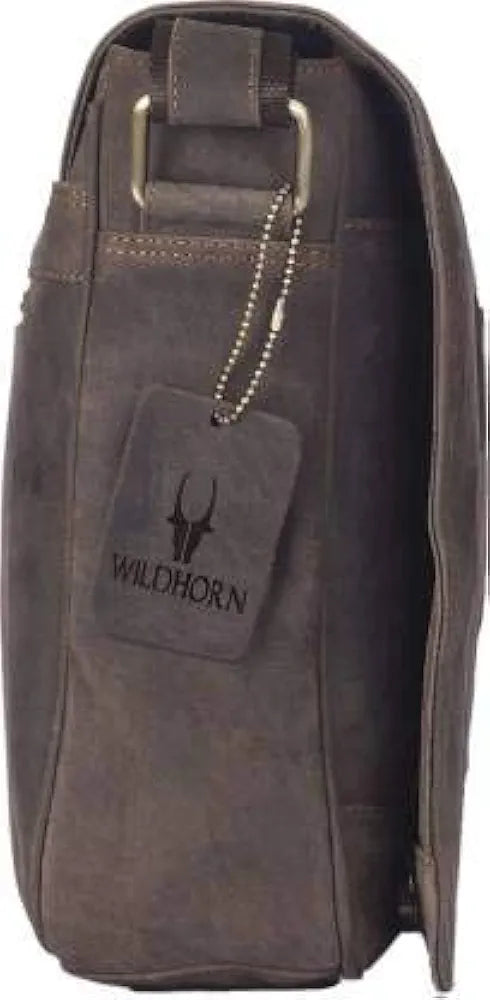 WildHorn Classic Leather 13 Inch Laptop Messenger Bag For Men I Office Bags I Travel Bags I Adjustable Strap - Brown