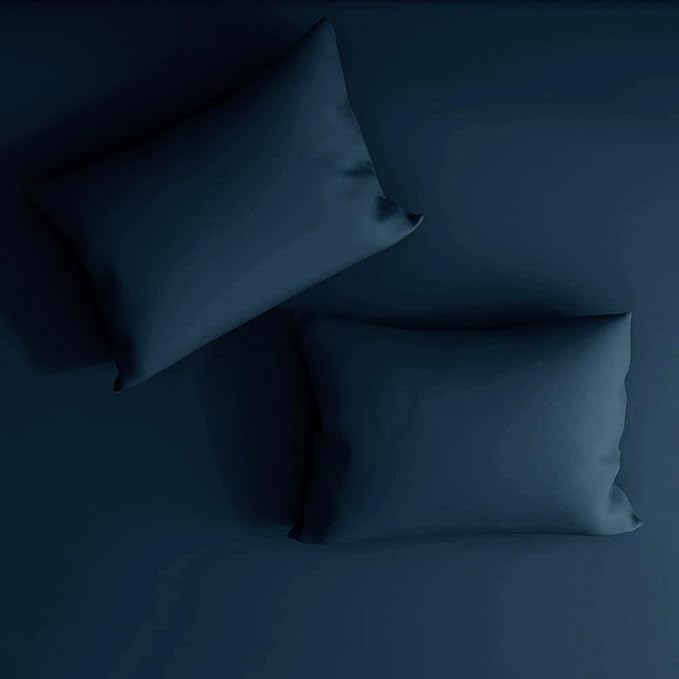 Wakefit Bedsheet for King Size Bedsheet King Size Bed Cotton 2 Pillow Covers Elastic Fitted Sheet Navy Colour