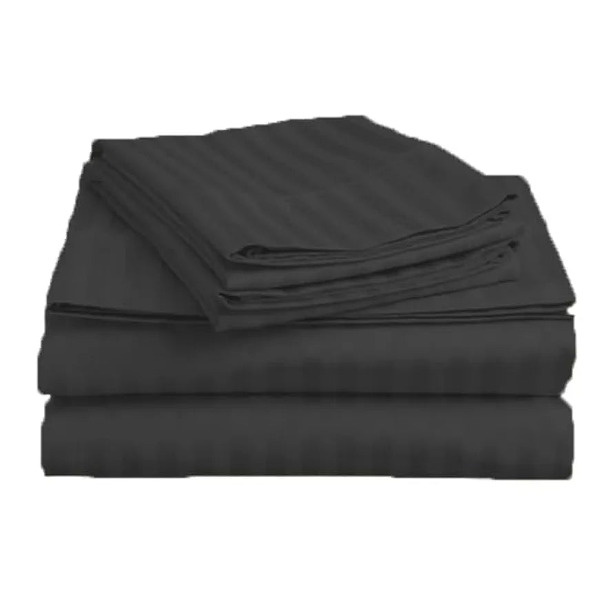 Fresh From Loom 144 TC Queen Size Flat Striped BedsheetsHotel & Home Double Bedsheet Set with 2 Pillow Covers Grey