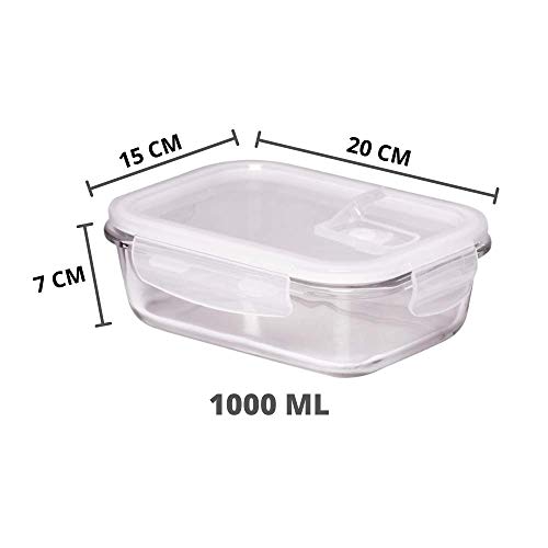 Femora Borosilicate Glass Containers for Kitchen | Storage Box for Kitchen With Air Vent Lid | Set of 2 | 620 Ml, 1000 Ml