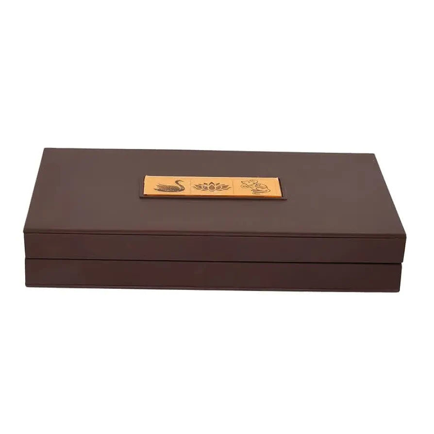 Jaipur Ace Gold Plated Laxmi Ganesh Saraswati Charan Paduka Yantra Devotional Prayer Box Standard