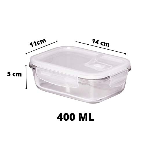 Femora Borosilicate Glass Containers for Kitchen | Storage Box for Kitchen With Air Vent Lid | Set of 2 | 400 Ml Each