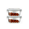 Femora Borosilicate Glass Containers for Kitchen | Storage Box for Kitchen With Air Vent Lid | Set of 2 | 500 Ml Each