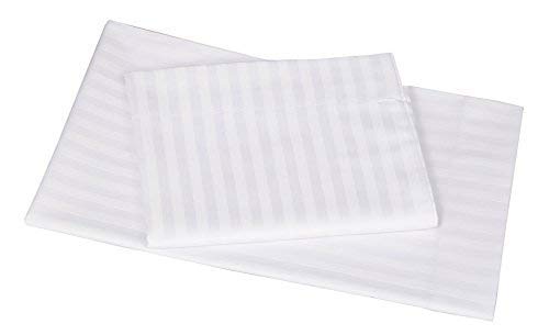 Huesland by Ahmedabad Cotton Sateen Striped 220tc Cotton Standard 2 Pillow Covers | White