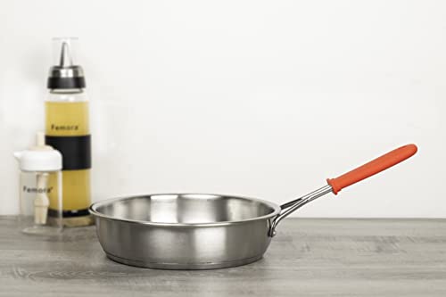 Femora Tri-ply Frying Pan 24 Cm Capacity 1.8 Litres With Silicone Handle | Healthy Cooking | Zero Non-stick Coating