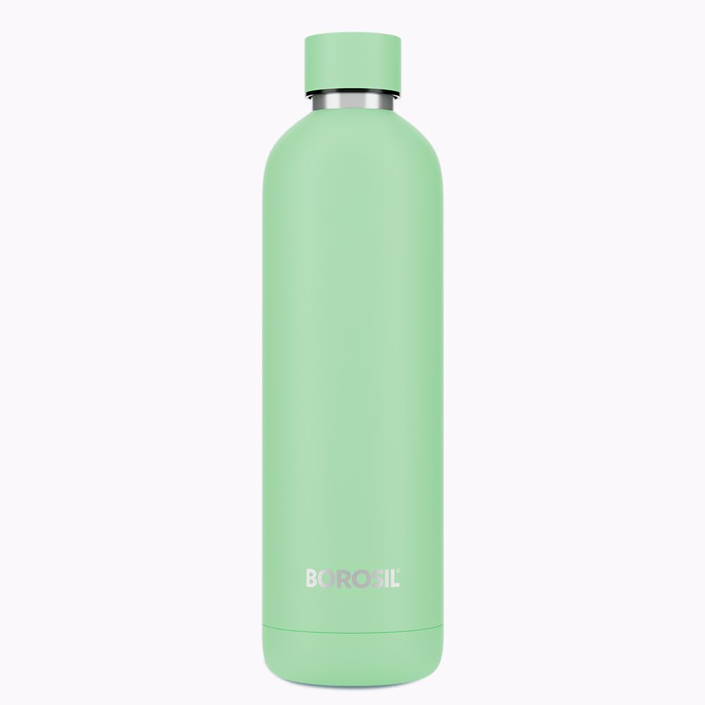 Borosil Hydra Pacific Stainless 700 Ml Insulated Water Bottle | Blue Stainless Steel Bottle | Double Wall Vacuum Insulation | 12 Hours Hot & Cold