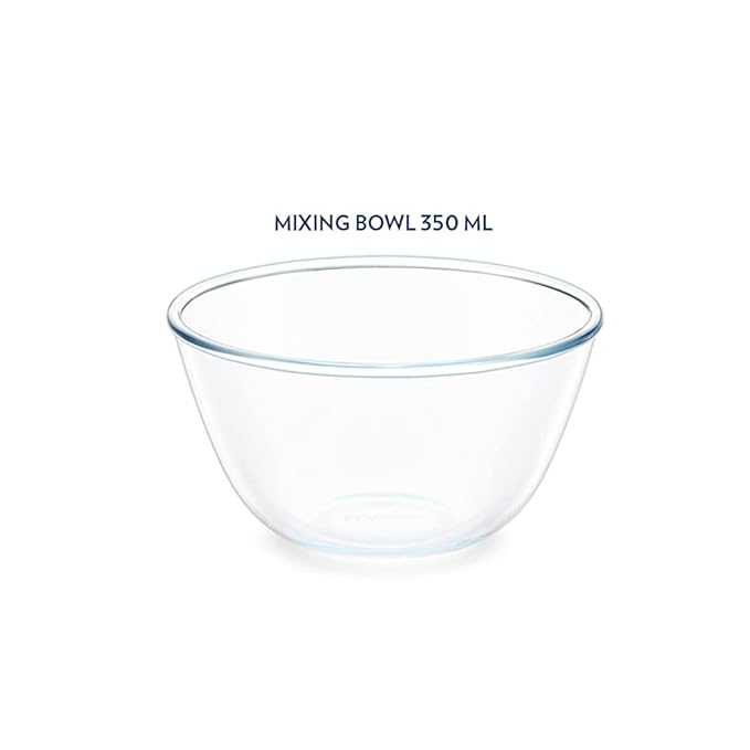 Borosil 350 ml Serving & Mixing Borosilicate Glass Bowl with White Lid | Multipurpose Bowl for Kitchen & Dinning