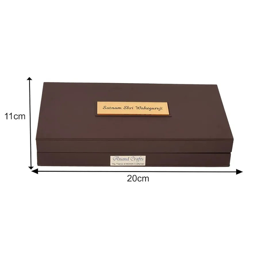 Jaipur Ace Satnam Shri Waheguru Ji Gold Plated Charan Paduka Yantra With Wooden Box