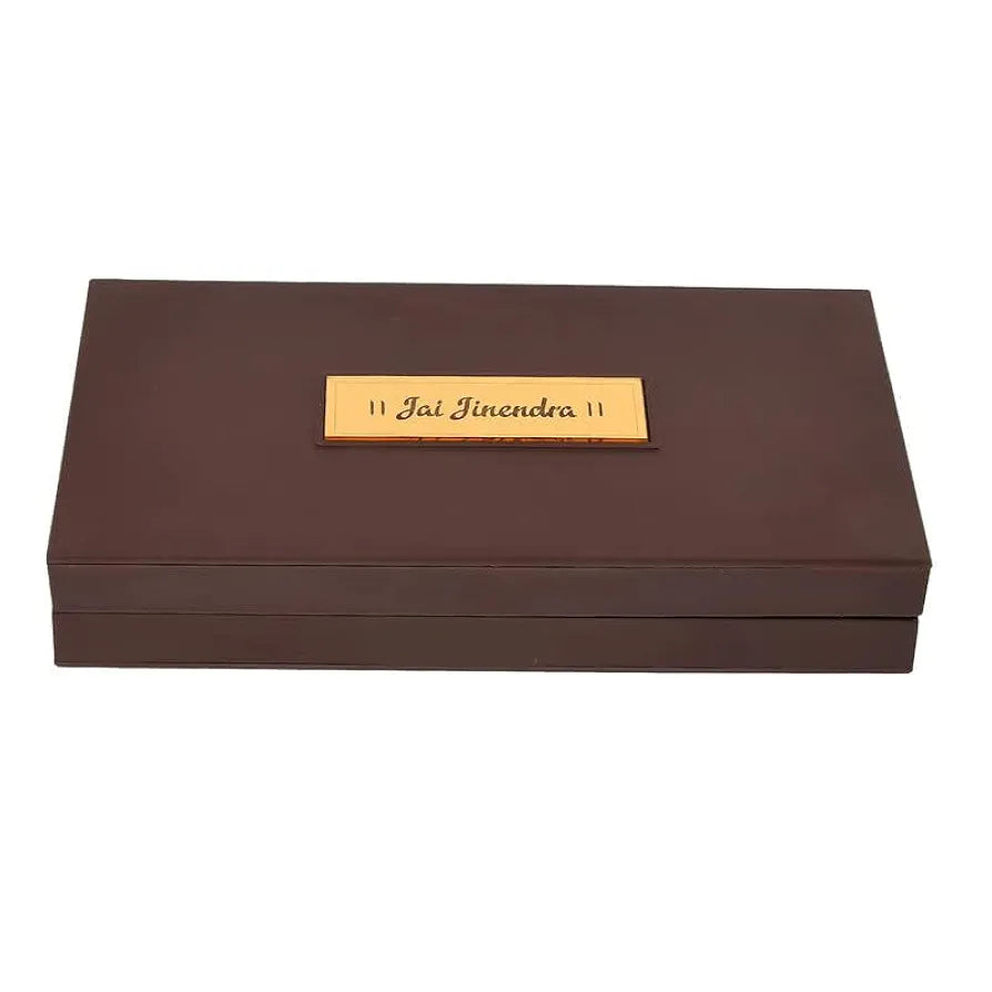 Jaipur Ace Jai Jinendra Mahavir Swami Ji Jain Gold Plated Charan Paduka Yantra With Wooden Box