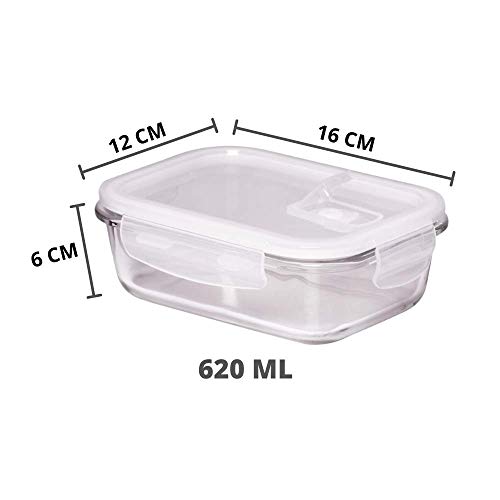 Femora Borosilicate Glass Containers for Kitchen | Storage Box for Kitchen With Air Vent Lid | Set of 2 | 620 Ml, 1000 Ml
