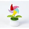 Crochet Flowers Artificial Sunflower Multicolor Fan with Pot