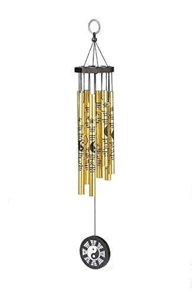 Ripe India Feng Shui Yin Yang Vastu Five Pipe Wind Chime 5 Pipe Gold Color 45 Cm