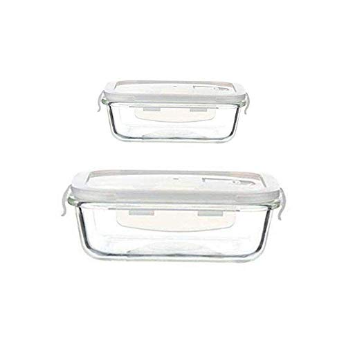 Femora Borosilicate Glass Containers for Kitchen | Storage Box for Kitchen With Air Vent Lid | Set of 2 1000ml, 1500ml