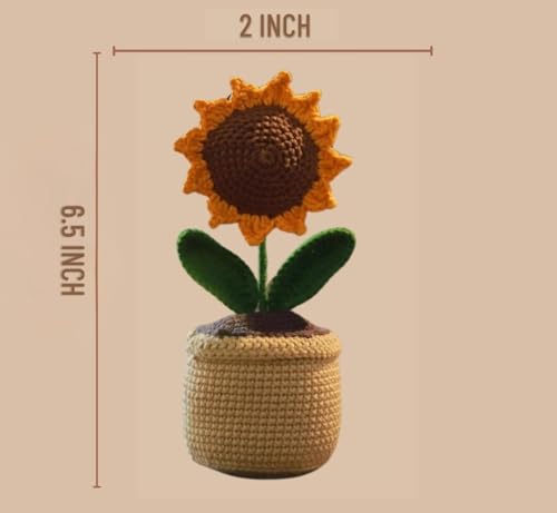 Crochet Flowers Artificial Sunflower Sunflower with Crochet Pot