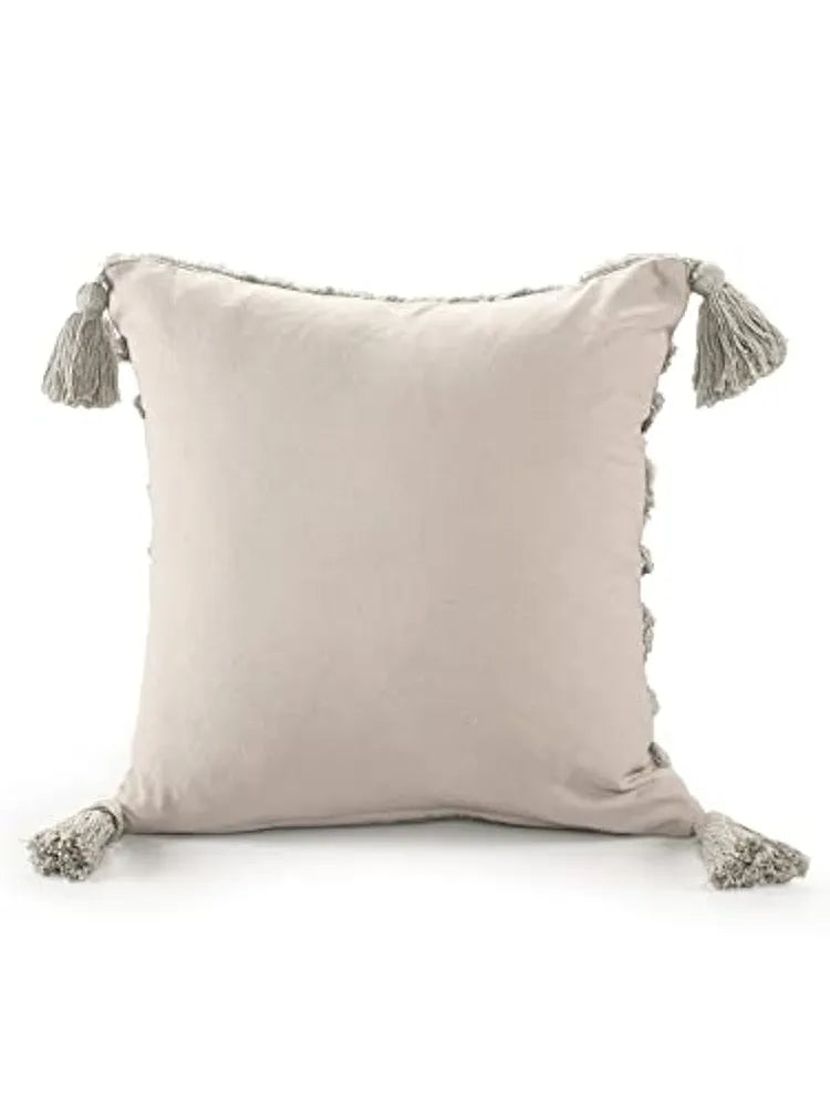 Sashaa World Tasselled And Tufted Cushion Cover Colour Grey