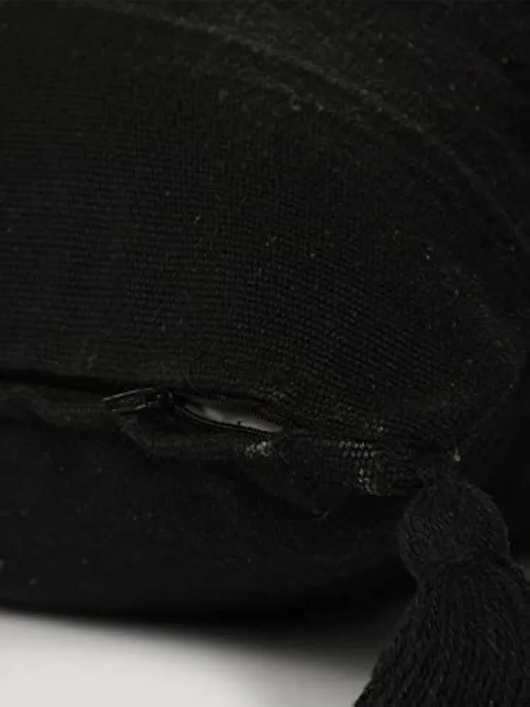 Sashaa World 100% Cotton Cushion Covers Colour Black With Tassels/decorative Throw Pillow( Set Of 2)