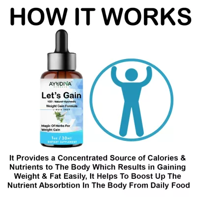 Ayudiva Herbals Let's Gain Weight Gain Liquid Drop - 30 ml