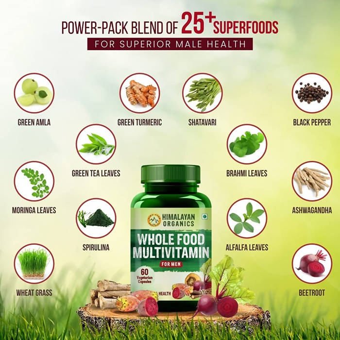 Himalayan Organics Whole Food Multivitamin For Men Vegetarian Capsules - 60 Tabs