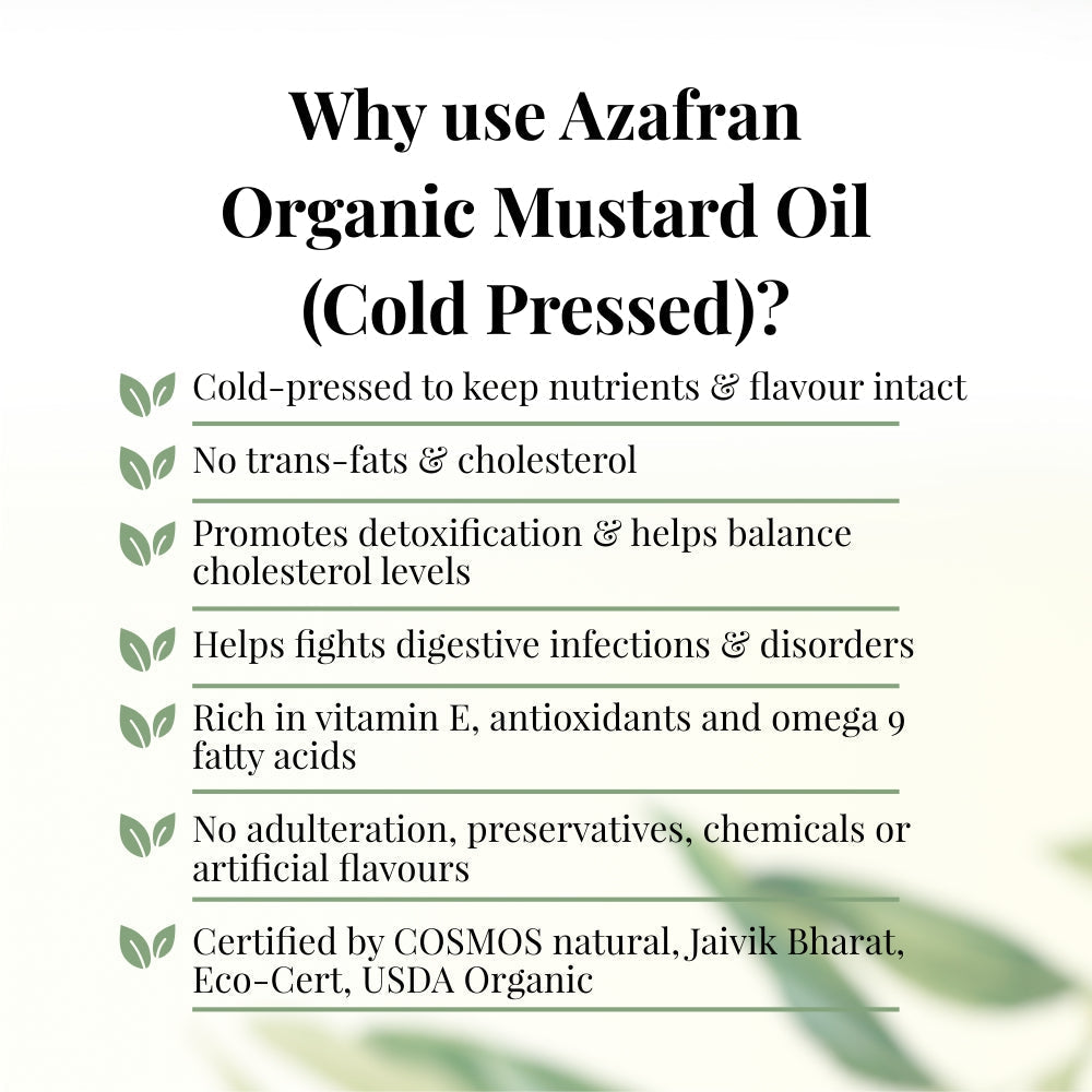 Azafran Organic Mustard Oil (Cold Pressed) - 1l