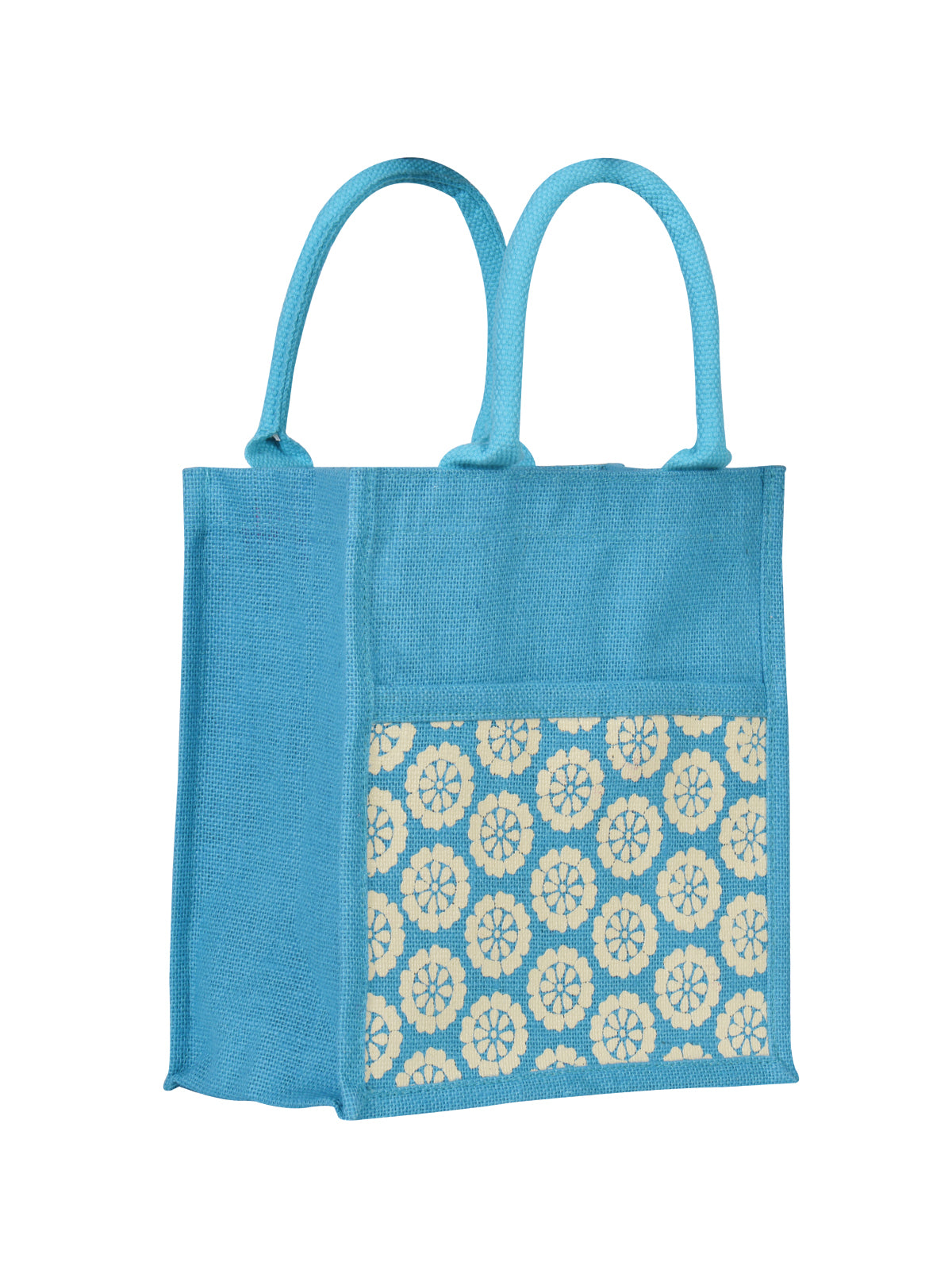 Jute Cottage Pocket Zipper Lunch Bag 100% Genuine Jute Stylish