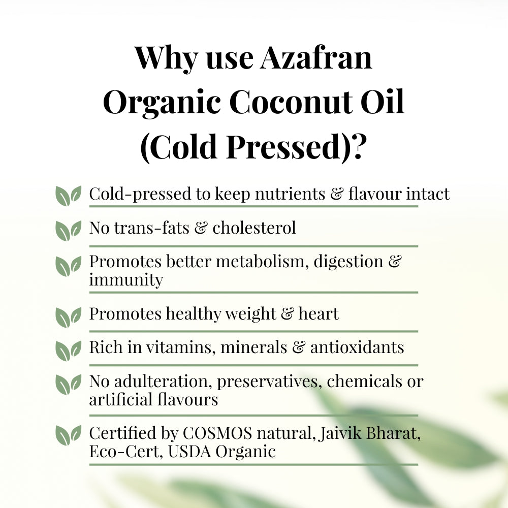 Azafran Organic Coconut Oil (Cold Pressed) 1l