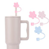 House of Quirk 3PCS Silicone Flower Straw Covers – Cute - (Light Pink/Pink/Blue)