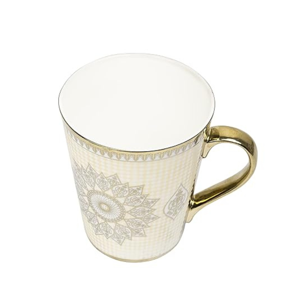 Femora Ceramic Golden Satire Coffee Mug, Ceramic Tea Cup | Set of 1 | 330 Ml | Not Microwave Safe