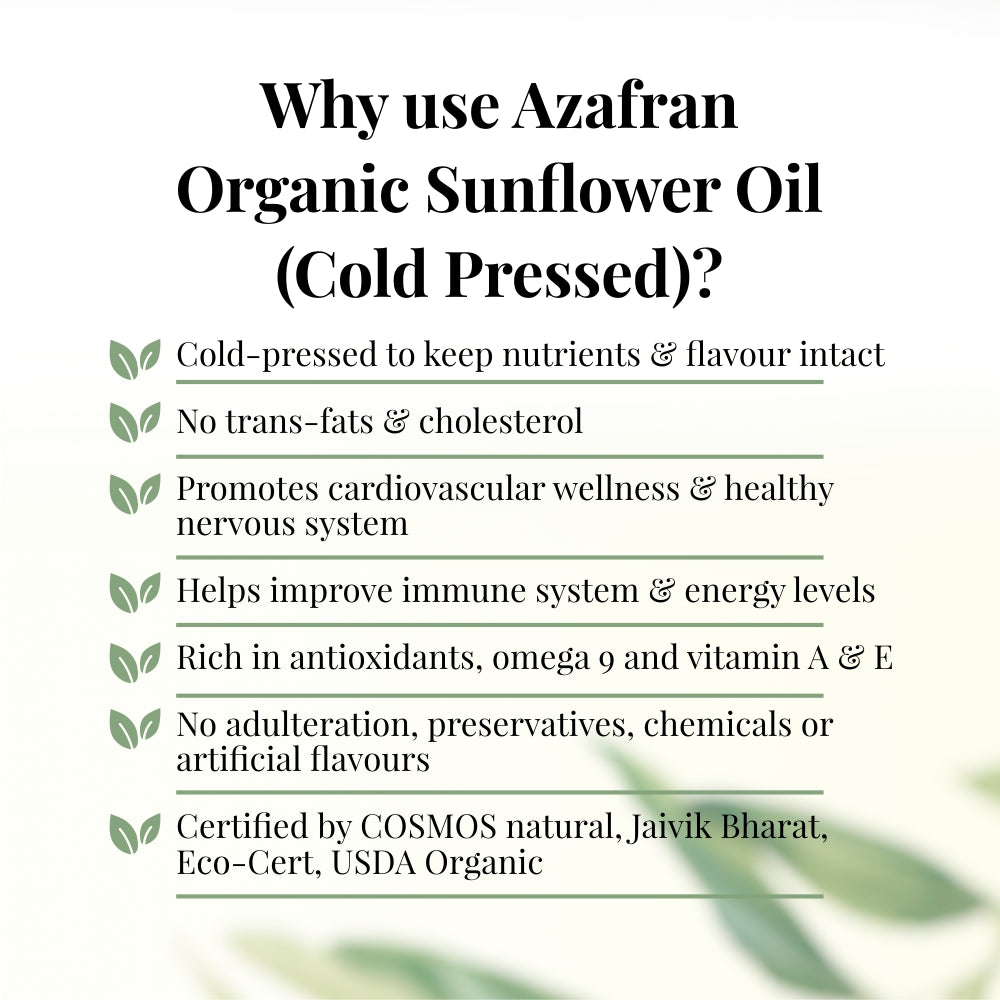 Azafran Organic Sunflower Oil (Cold Pressed) - 1l