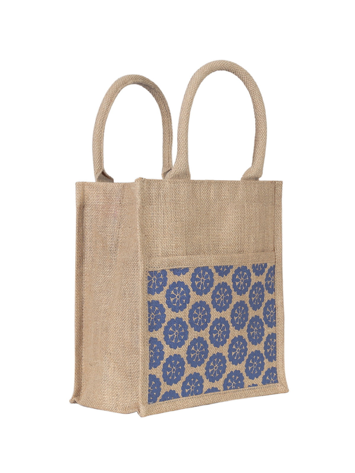Jute Cottage Pocket Zipper Lunch Bag 100% Genuine Jute