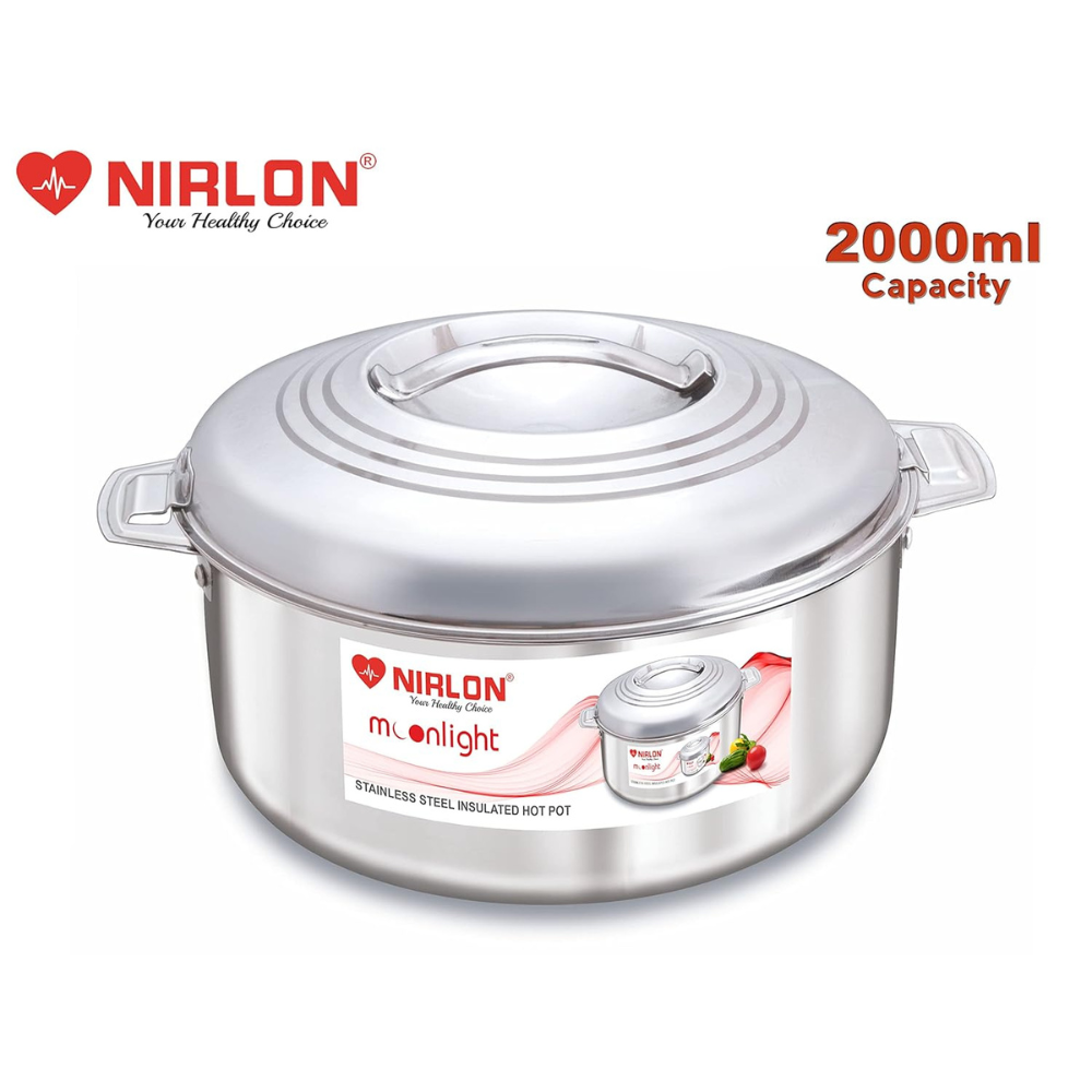 Nirlon Stainless Steel Double Wall Insulated Casserole With Steel Lid | 2 Liter