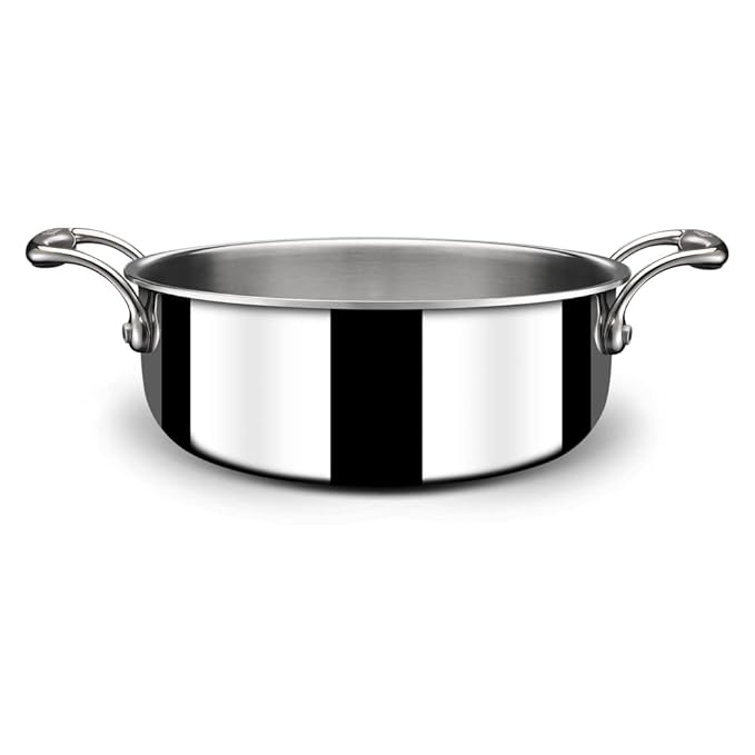 Stahl Triply Stainless Steel Casserole With Lid | Triply Stainless Steel Sauce Pot | Induction Pan | Artisan 4820 | Dia 20 Cm | 2.2 Litres