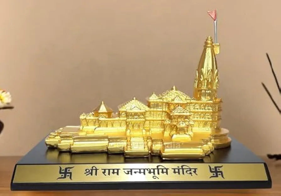 Gold Art India Ram Mandir Ayodhya Gold Plated Matte 24 Karat Minature  Large
