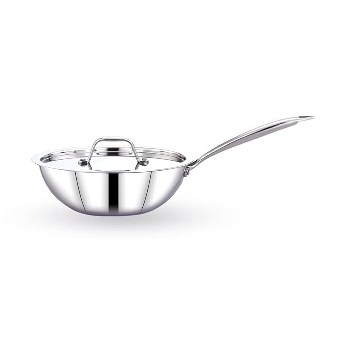 Maxima Triply Stainless Steel Wok Pan 22cm - 1230 gms