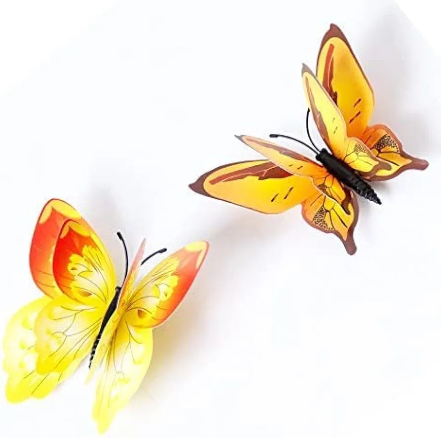 Jaamso Royals Yellow 3d Magnet Butterfly Stickers-self-adhesive