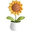 Crochet Flowers Artificial Sunflower Mushroom with Daisy Pot
