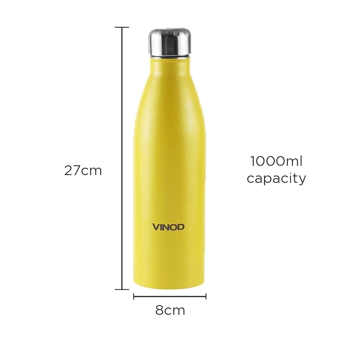Vinod ICY Classic Stainless Steel Water Bottle Set of 3 - 1000ml