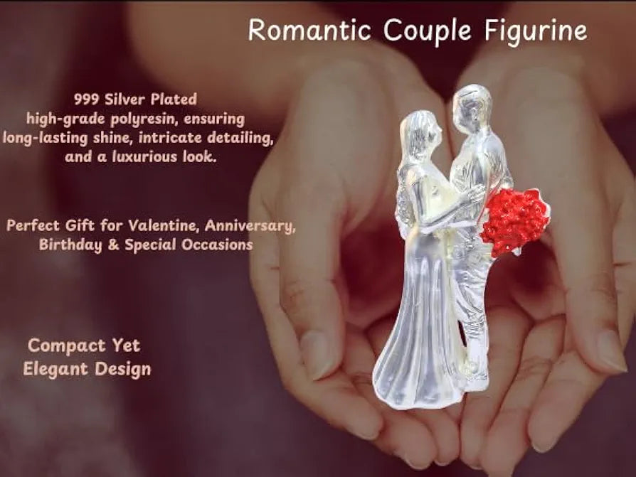 Gold Art India Couple Figurine Silver-Plated Matte Finish